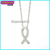 Wholesale Metal Custom Crystal Ribbon Charm Necklace