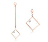 2017 New Titanium Steel Rose Gold Geometric Earrings Asymmetrical Long Earrings for Women