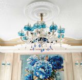 Luxury and Water Blue Zinc Alloy Pendant Lamp
