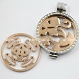 Fashion Silver Locket Designs Stainless Steel Crystal Floating Charm Locket Pendant