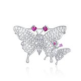 High Quality Zircon imitation Jewelry Double Butterfly Brooch