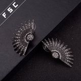 Zircon Stones Retro Jewellery Accessory Silver Plated Alloy Stud Earring