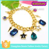 Custom Shamballa Jewelry Gemstone Charm Gold Chain Bracelet for Women