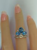 Sterling Silver Flower Ring with Semi-Precious Stone