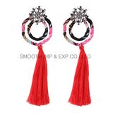 Fashion Rhinestone Metal Long Tassels 4-Color Earring Women Jewelry