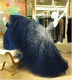 Blue Bridal Ball Gowns Beads Crystal Real Evening Dress Ya65