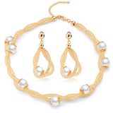 Fashion Dubai Gold African Gold Plating Costume Pearl Fashion Jewelry Set