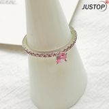 Right Hand Finger Jewelry Rings, Pink Crystal Promise Solitaire Rings
