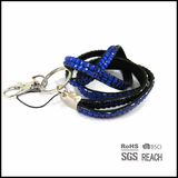 Blue Rhinestone Lanyard Bling Crystal Lanyard for ID Holder and Key Lanyard