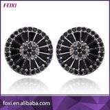 Black Gold Round Jewelry Zirconia Stone Stud Earrings