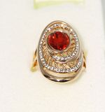 Gold Color Fashion Rhing with Garnet and Crystal Stones