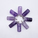 Natural Gem Stone Amethyst Crystal Cylinder Charms Pendants