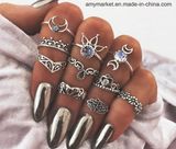 Retro Carving Hollow Flower Geometric Pattern Beautiful Finger Ring 10 PCS