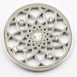 Silver Flower Coin Plate with White Crystal