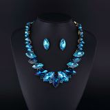 Sapphire Crystal Rhodium Plating Zinc Alloy Necklace Set
