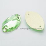 Peridot Sew on Navette Crystal Rhinestone with 2 Holes