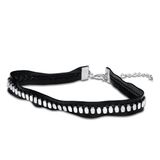 Fashion Alloy Silver Plated with Soft Leather Female Chain Choker