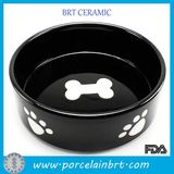 New Premium Black Bone Decal and Paw Print Bowl