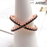 Fancy Women Jewelry Crossing Folk Black Crystal Infinity Ring