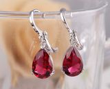 Cubic Zirconia Crystal Diamond Stud Dangle Zircon Silver Earrings