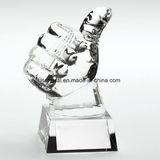 Crystal Glass Thumbs up Award Trophy for Souvenirs
