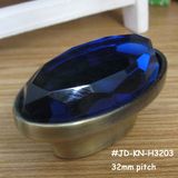 Fashion 32mm Pitch Blue Crystal Dresser Door Knob in Bronze
