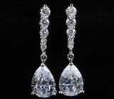 Silver Cubic Zirconia Crystal Dangle Gold Earrings