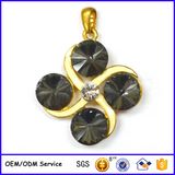 Rotating Windmill Big Black Stone Crystal Necklace Pendant 16924
