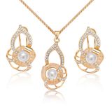 Birthday Gift Necklace China Alloy Pearl Jewelry Set