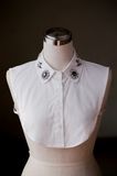 Detachable White Women Shirts Fake Collar with Crystal Rhinestone