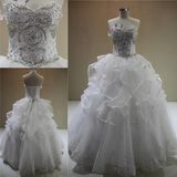Heavy Beading Crystal Ruffled Ball Gown Bridal Wedding Dresses 2018