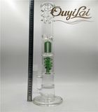 Glass Pipe Green Double Tree Perc Dome Percolator Water Pipe