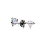 New Alloy Gemstones Inlaid Ring Set Geometric Design Crystal Jewelry for Women