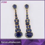 Rhodium Plated Micro Pave Cubic Zirconia Crystal Dropping Earrings
