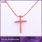 Semi Joias Colar Crystal Brass Zirconia Cross Pendant