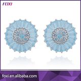 Raw Brass Micro Pave Brazil Pizza Gold Plated Zirconia Earrings