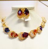 Fashion Accessories Dubai Costume Cubic Zircon Stone Jewelry Set Gold Plated Set