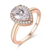 Romantic Style Copper Engagement Ring Golden with Heart Shape Stone