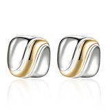 Two Tone Plated Women Accessories Rhinestone Crystal Square Stud Earring