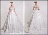 off Shoulder Wedding Ball Gown Silver Crystal Beads Bridal Dresses Vestidos Wd2016