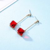 Multicolor Simple Long Drop Cube Crystal Dangle Earrings