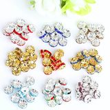 Crystal Ab Rhinestone Rondelle Beads Spacers in Gold