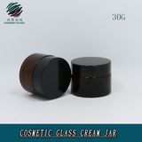 Wholesale Empty 30g Facial Cream Jars Amber Cosmetics Glass Jar with Plastic/Metal/Aluminium Lid for Skin Care