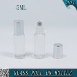 5ml Empty Cosmetic Clear Glass Roll on Bottle for Essential Oil