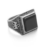 VAGULA Men's Punk Ring Vintage Silver Biker Ring