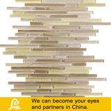 Small Narrow Horizontal Mix Crystal Glass Mosaic Beige Brown