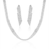 Fashion Costume Jewelry White Gold Plated Crystal Rhinestone Bridal Jewelry Set