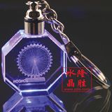 Crystal Keyring Octagonal Keychain with Logo and LED Light