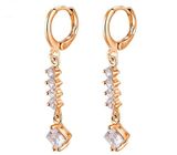 2018 Tory Earrings Gold Color Clear Crystal CZ Zirconia Long Pendant Hoop Earrings for Pendientes Mujer Jewelry