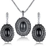 Black Gold Chain Rhinestone Glass Crystal Garment Imitation Jewelry Set
